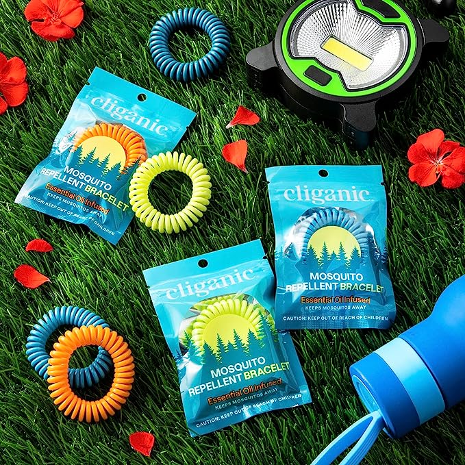 Pulseras repelentes de mosquitos Cliganic (paquete de 10)