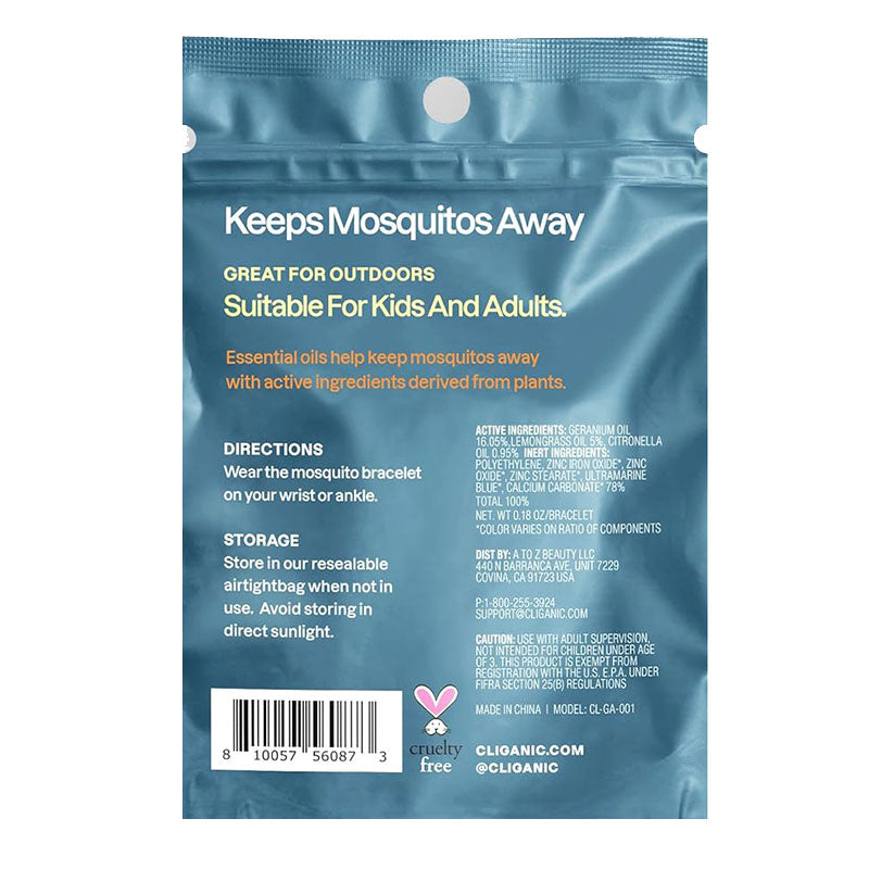 Pulseras repelentes de mosquitos Cliganic (paquete de 10)