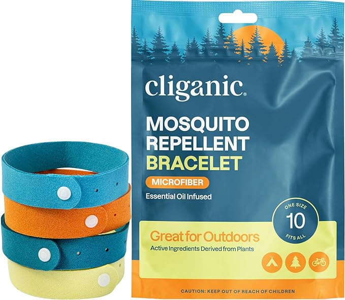Pulseras de microfibra repelentes de mosquitos Cliganic (10 unidades)