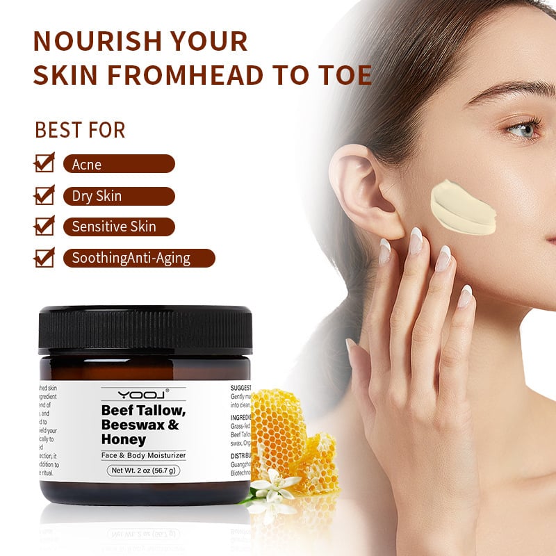 Hidratante facial de sebo de res, cera de abejas y miel