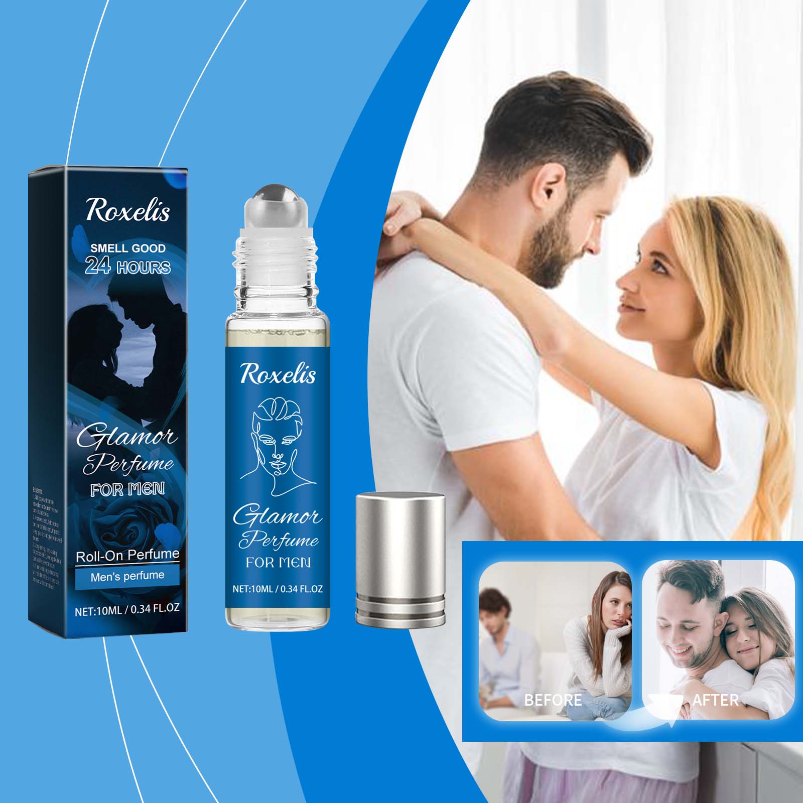 Roxelis Glamor Perfume For Men, Lasting Fragrance Portable Men's Adult Lavender Fresh Exudes Male Charm Niche Flirtatious Appeal Perfume